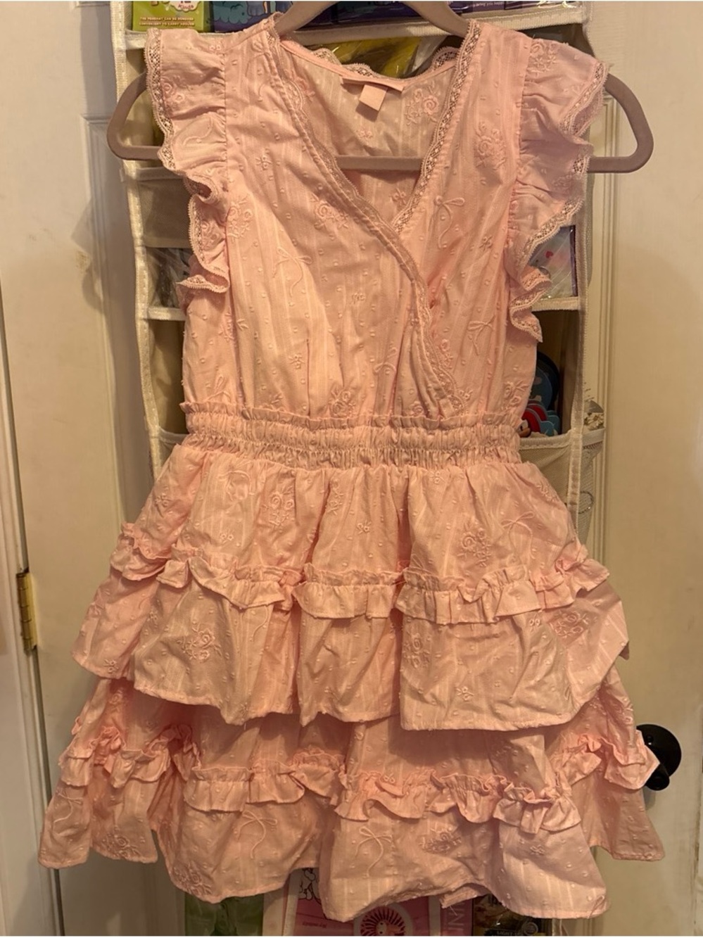 LoveShackFancy Light Pink Ruffle Eyelet Dress